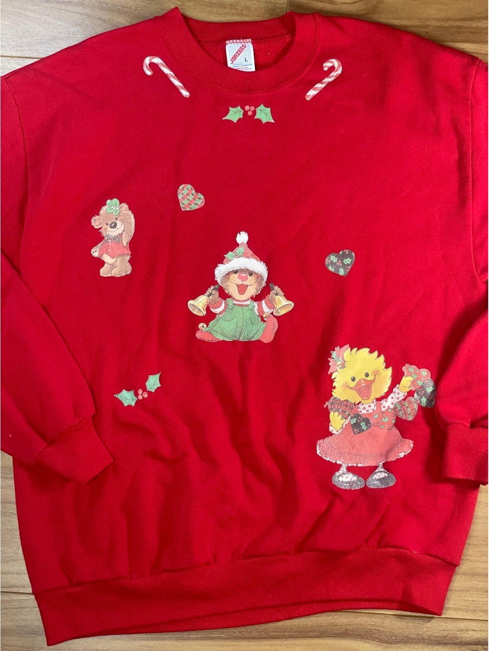 Vintage jerzees size large Christmas sweater whimsical granny core Holiday 90s